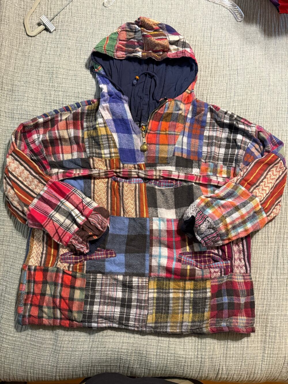 Vintage Jou Jou Patchwork Hoodie OSFA Hippie Boho